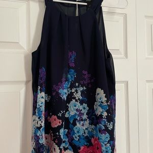 Ann Taylor navy blue floral top